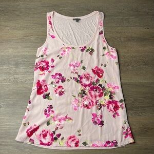 Express Women’s Pink Scoop Neck Floral Sequin Embellished Tank, size Medium